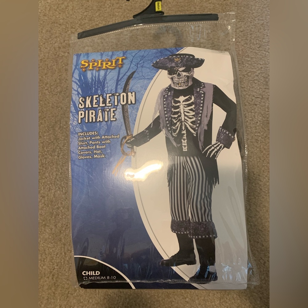 Skeleton Pirate Costume Child Size Medium 8/10